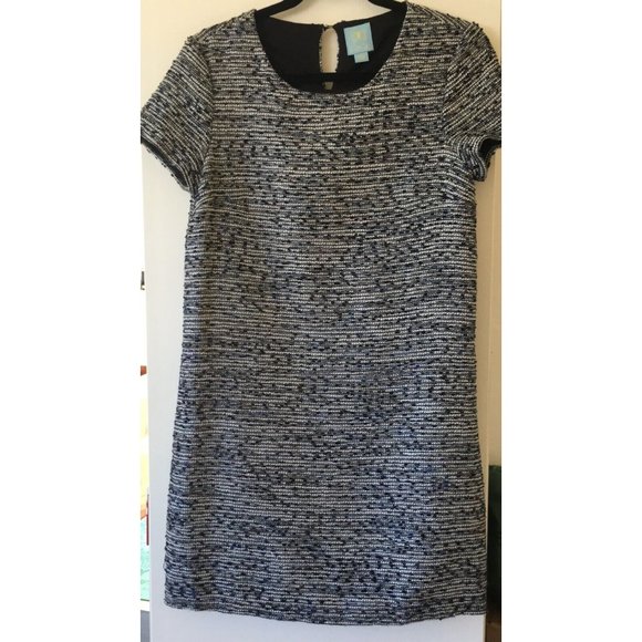 CeCe Tweed Short Sleeve Dress_ Blue Size 2 - Picture 1 of 7